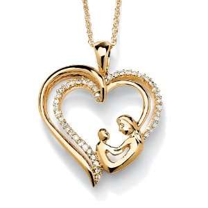   18k Gold over Sterling Silver Diamond Heart Shaped Pendant with Chain