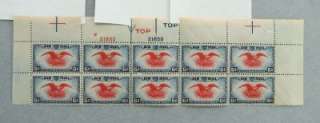 US C23 6¢ Eagle Top Plate Block of 10 / MNH / Minor Perf Seps  