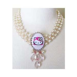 Tarina Tarantino Hello Kitty Pink Head Classic 3 Drop Necklace   Rose