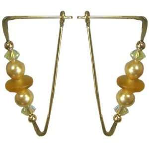  Jody Coyote Yellow Pearl Hoop Earrings FH004G Jewelry