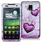 Hard Protective Case Cover LG Optimus G2X P990 Pink Butterflies Hearts 