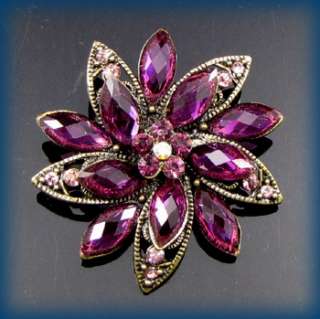   SHIPPING antiqued rhinestone crystal flower brooch pin bouquet  