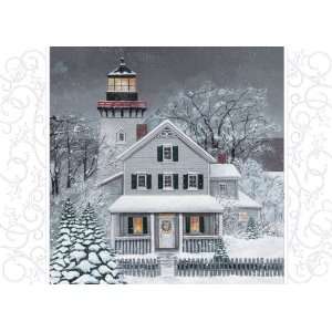  Marian Heath Boxed Christmas Cards, Winter Lighthouse, 15 