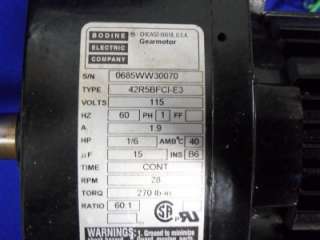 BODINE ELECTRIC 42R5BFC1 E3 GEARMOTOR, NO BOX  