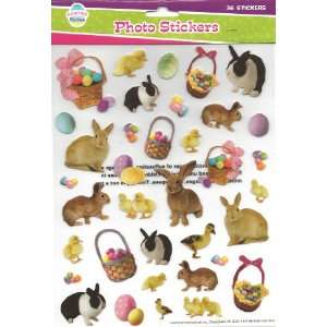  Photo Easter Basket Bunny Chicks Eggs Scrapbook Stickers 