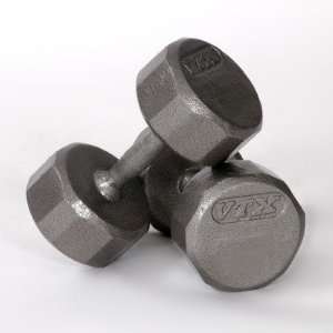   50 lb 12 Sided Cast Iron Dumbbell Pair 