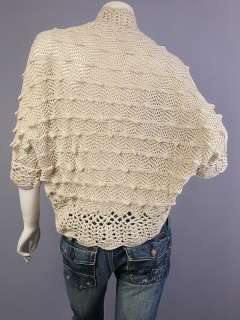 Beige Crocheted Bolero Shrug Crop Sweater Cardigan M  