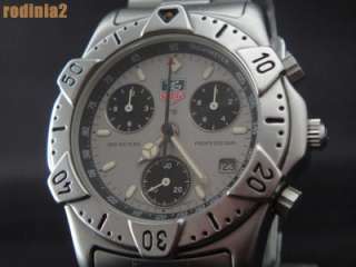 Auth Tag Heuer Mens Full Size 2000 SS Chronograph Quartz Wrist Watch 