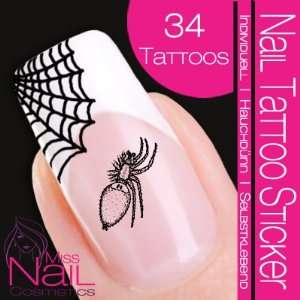  Nail Tattoo Sticker Halloween   Spider / Cobwebs Beauty