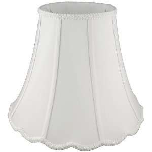   Scallop Soft Tailored Lampshade, Shantung, White