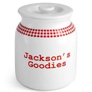  Personalized Red Gingham Treat Jar