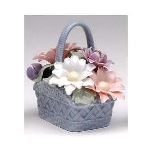  Light Blue Flower Basket With Handle And Pink/Purple 