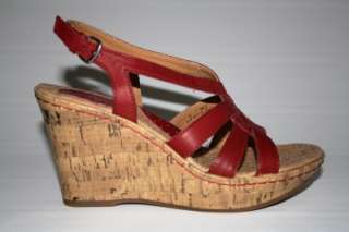 Womens Shoes NIB b.o.c BORN CATES Wedge Platform Sandals Leather Red 