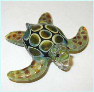 lampwork Boro Glass Pendant focal Bead necklace   Sea Turtle 