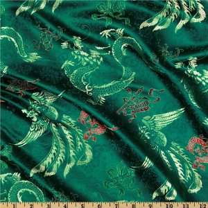  44 Wide Chinese Brocade Phoenix Emerald Fabric By The 