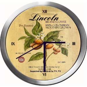   LINCOLN 14 Inch Coffee Metal Clock Quartz Movement