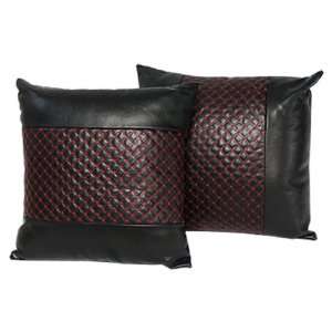 Amico 2 Pcs Car Beat Back Cushion Red Black Faux Leather Cover Throw 