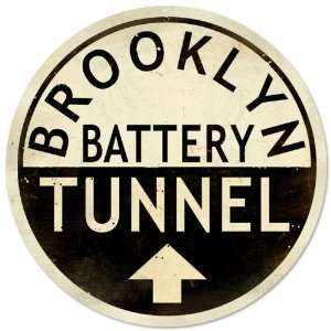  Brooklyn Tunnel Street Signs Round Metal Sign   Garage Art 
