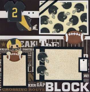   FOOTBALL paper piecing scrapbooking 2 premade 12x12 pages boy CHERRY