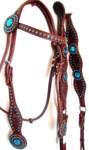 SHOWMAN dark oil LEATHER WESTERN HEADSTALL Breastplate SHOW TACK SET 