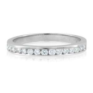 Channel Diamond Wedding Band Ring in 18k White Gold Band (G, SI1, 0.32 