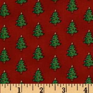  44 Wide Paper Dolls Christmas Trees Red Fabric By The 