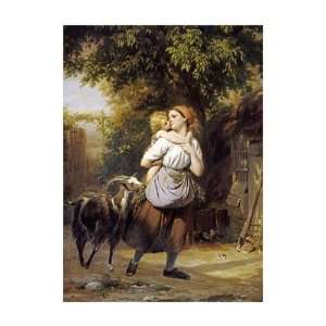 Fritz Zuber buhler   A Mother And Child With A Goat On A Path Giclee 