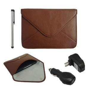  Premium 10 Envelope Leather Case BROWN + Touch Screen 