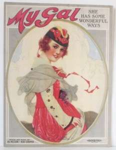 1919 MY GAL Sheet GUSTAV MICHELSON Pretty Girl Art  
