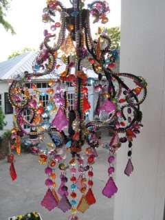 SHABBY FRENCH CHIC MULTI JEWEL COLOR CRYSTAL CHANDELIER  