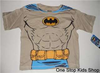 BATMAN or SUPERMAN Boys 2T 3T 4T Costume SHIRT Short Sleeve Top Super 