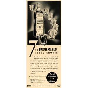  1936 Ad Bushmills Whiskey Bottle Ireland Seven Shots 