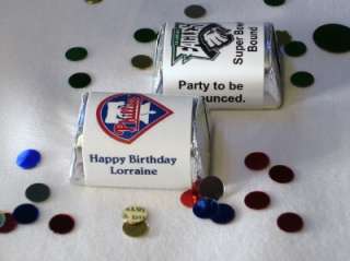   PERSONALIZED NFL or MLB BIRTHDAY/ SUPERBOWL PARTY CANDY WRAPPER FAVORS