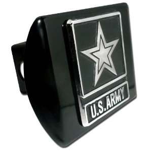 United States Army Star Black with Chrome Emblem Metal Trailer Hitch 