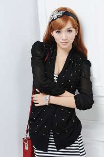 Summer casual womens blazer jacket suit sequin black office lady 