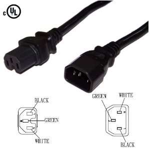  C14 to C15 Power Cord   2 Foot, Rated for 15A, 14/3 SJT 