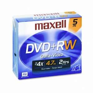 Maxell Products   Maxell   DVD+RW Discs, 4.7GB, 4x, w/Jewel Cases 