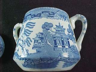Ridgway Ridgways 1832 Oriental Flow Blue Sugar Bowl  