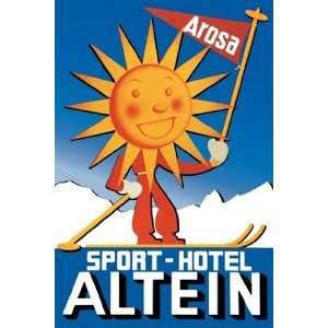  Sport Hotel Altein Sun Headed Skier   Poster by Seiler 