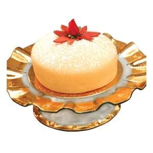    AnnieGlass Ruffle Pedestal Cake Plate Gold