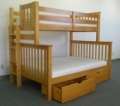 Twin over Full Bunk Bed with Side Ladder in Honey + Drawers