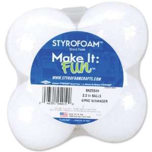  Styrofoam Balls 4 Pack 2 1/2 White