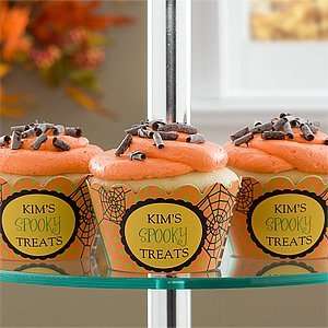  Personalized Halloween Cupcake Wrappers   Spider Web
