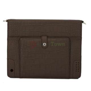 Brown Folio Flip Carry Bag Sleeve Stand Case For Apple ipad 2  