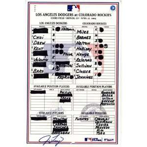   22 2005 Game Used Lineup Card (Jim Tracy Signed)