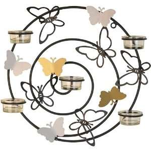  Round Candle Sconce with Butterfly Accents