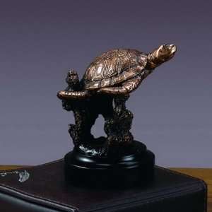  Bronze Plated Resin Turtle Desk Sculpture, 3.5 inches H 