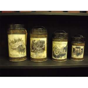  Primitive Vintage Cannisters 