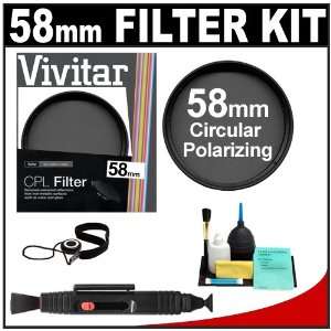 Vivitar 58mm Circular Polarizer Glass Filter + LensPen + CapKeeper 