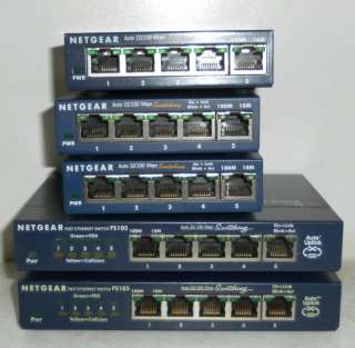 Lot of 5 Netgear FS105 5 Port 10/100 Network Switch  